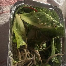 The amount of lettuce under my noodles. The amount of lettuce under my noodles.