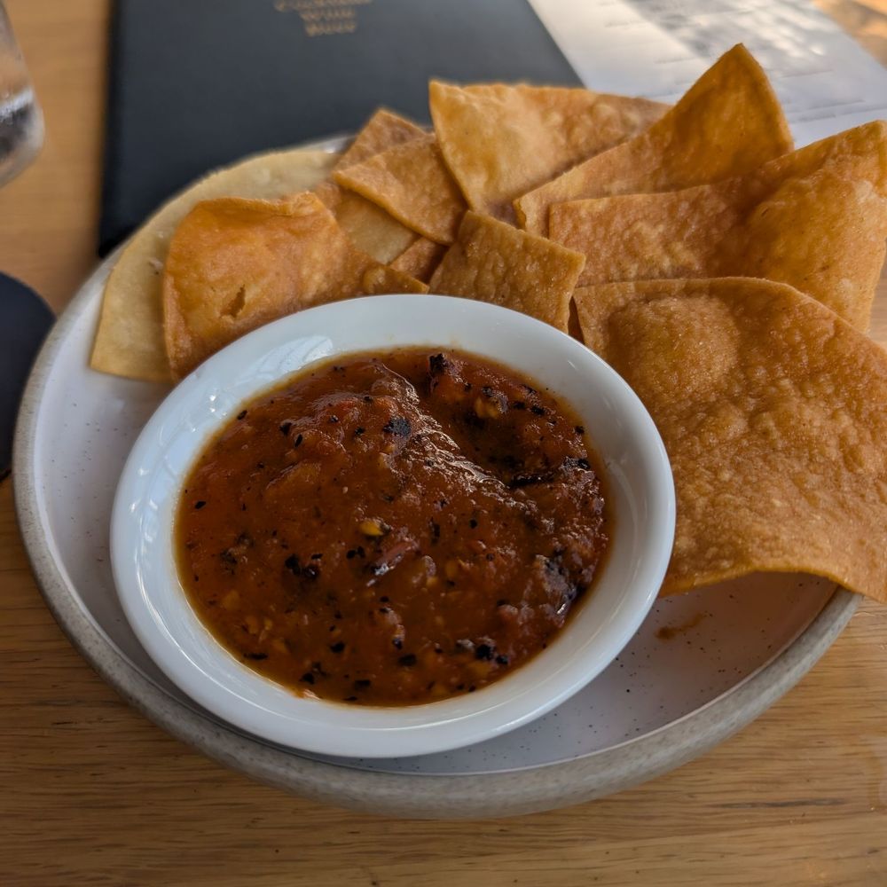 Complimentary chips and salsa Complimentary chips and salsa