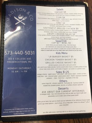Menu photo 2 Madison & Co Cafe Fredericktown, MO Menu photo 2 Madison & Co Cafe Fredericktown, MO