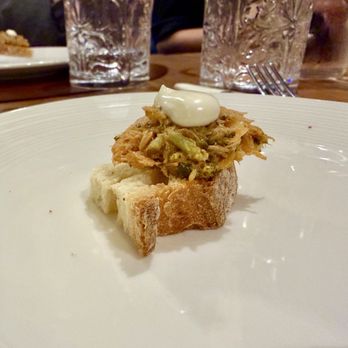 Trattoria la Burrasca - Complimentary Bruschetta with tuna and lemon cream. Yum! - Italian Near Me - Florence, FI