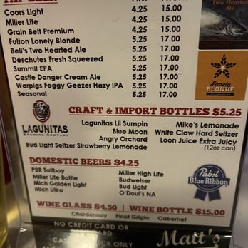 Matt's Bar - Beer menu - Burgers Near Me - Minneapolis, Minnesota