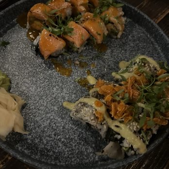 Modita - Salmon Uramaki Roll* in the back and Hamachi Uramaki Roll* in the front - Sushi Bars Near Me - Indianapolis, Indiana