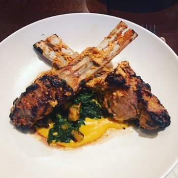 Junoon - Lamb chops with sweet potato purée and charred pineapple! - Indian Near Me - New York, New York Junoon - Lamb chops with sweet potato purée and charred pineapple! - Indian Near Me - New York, New York