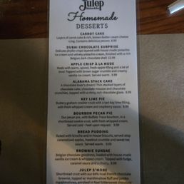 Dessert menu