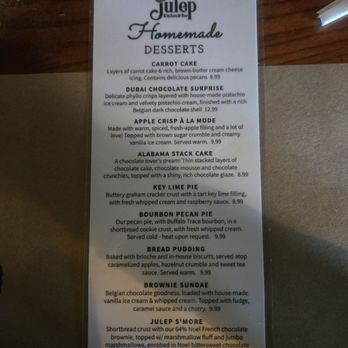 Julep Kitchen & Bar - Dessert menu - Barbeque Near Me - Annapolis, Maryland
