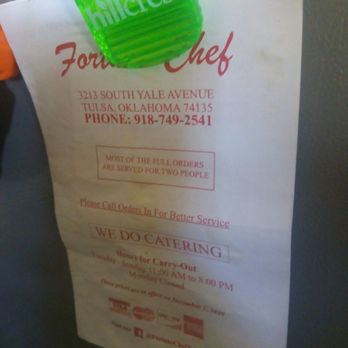 Fortune Chef - mysterious fridge menu - Chinese Near Me - Tulsa, Oklahoma