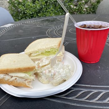 Warehouse Cafe - Turkey and Cheese Sandwich with Potato Salad and Diet Coke - New American Near Me - Port Costa, California Warehouse Cafe - Turkey and Cheese Sandwich with Potato Salad and Diet Coke - New American Near Me - Port Costa, California