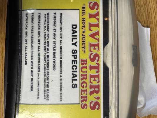 Menu photo 1 Sylvesters Burgers Oceano, CA Menu photo 1 Sylvesters Burgers Oceano, CA
