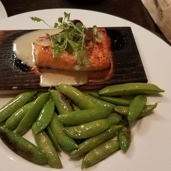 Watertable - Plank Salmon with Butter Cream Sauce and Charred Snap Peas - New American Near Me - Huntington Beach, California