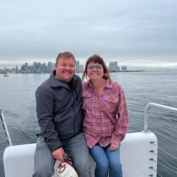 Triton Charters - Kal & I w/ skyline background - Boating Near Me - San Diego, California
