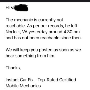 Instant Car Fix - Certified Mobile Mechanics - Mechanic is missing - Auto Repair Near Me
