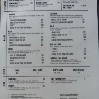 Hook Fish - Menu 1-2026 - Seafood Near Me - San Francisco, California