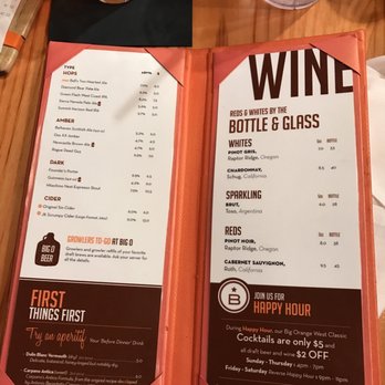 Big Orange | West Little Rock - Beer and wine list. - Burgers Near Me - Little Rock, Arkansas
