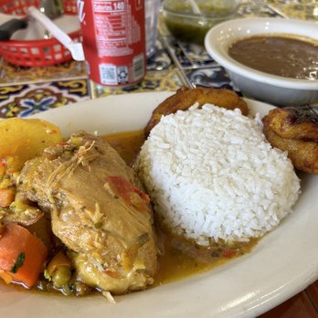 Antojitos Latin Cravings - Fricase de pollo with white rice and plantains. Red beans - Colombian Near Me - Tampa, Florida Antojitos Latin Cravings - Fricase de pollo with white rice and plantains. Red beans - Colombian Near Me - Tampa, Florida