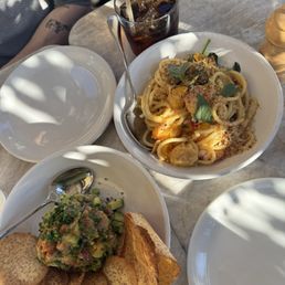 Ceviche and linguini Ceviche and linguini