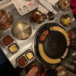 Daldongnae Korean BBQ - Sheppard - Side dishes. Korean bbq table