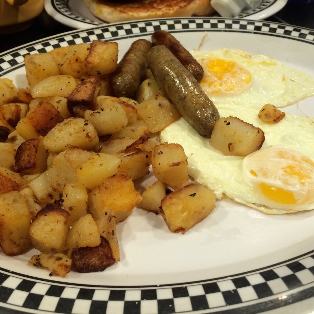 Mel's Commonwealth Cafe - 2 eggs over easy, homefries, sausage and toast - Breakfast & Brunch Near Me - Wayland, Massachusetts Mel's Commonwealth Cafe - 2 eggs over easy, homefries, sausage and toast - Breakfast & Brunch Near Me - Wayland, Massachusetts