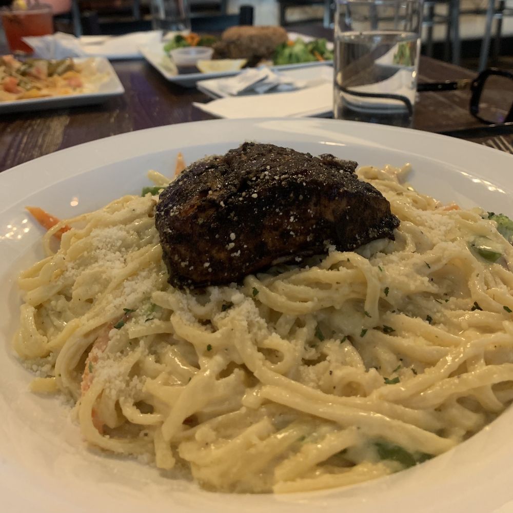 Blu Seafood - Jerk salmon Pasta - Seafood Near Me - Queens, New York