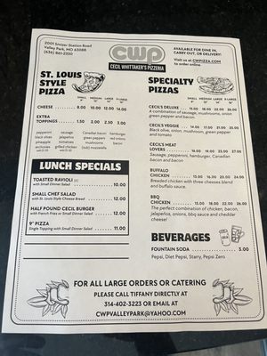 Menu photo 2 Cecil Whittaker's Pizzeria Valley Park, MO