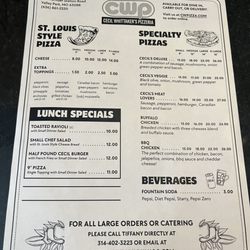 Cecil Whittaker's Pizzeria - Menu - Fall of 2025