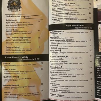 Bella's Wood Fire Pizzeria - the menu - Pizza Near Me - Algonquin, Illinois