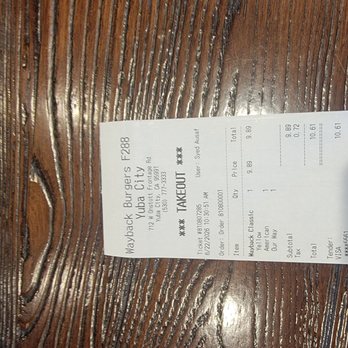 Wayback Burgers - Receipt - Burgers Near Me - Yuba City, California Wayback Burgers - Receipt - Burgers Near Me - Yuba City, California