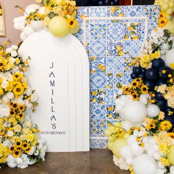 The Simple Luxe - Custom Amalfi Coast themed backdrop with sunflowers added as they are my mom's favorite! - Party Equipment Rentals Near Me - Norwalk, California