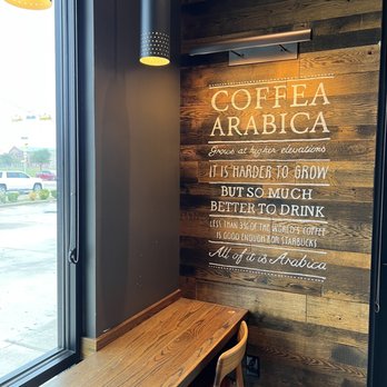 Starbucks - a coffee shop with a wooden wall - Coffee & Tea Near Me - Cypress, Texas Starbucks - a coffee shop with a wooden wall - Coffee & Tea Near Me - Cypress, Texas