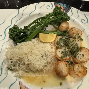 Anthony's Restaurant - Scallop dinner with jasmine rice and almonds. - Seafood Near Me - Gig Harbor, Washington