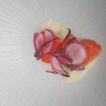 Spago - Olive Oil Poached Salmon - New American Near Me - Beverly Hills, California Spago - Olive Oil Poached Salmon - New American Near Me - Beverly Hills, California