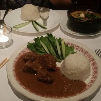 Saigon Cafe - Above: clay pot seafood curry. Below: Rendang beef. All come with white rice. - Vietnamese Near Me - Jersey City, New Jersey