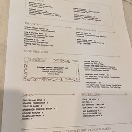 Breakfast menu Breakfast menu