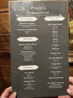 Menu photo 1 Bynum's Steakhouse Martinsville, IN Menu photo 1 Bynum's Steakhouse Martinsville, IN
