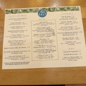 Salt  - Menu - Seafood Near Me - Arcata, California