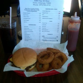 Timbo Dairy Bar - Cheeseburger, onion rings, and a drink will cost you about $10. - American Near Me - Timbo, Arkansas