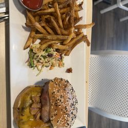 The Beach House - Nick had the BBQ burger and fries.