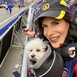 Cheering on our Charity runners, For Strength To Strength,  at the Boston Marathon Finish Line!