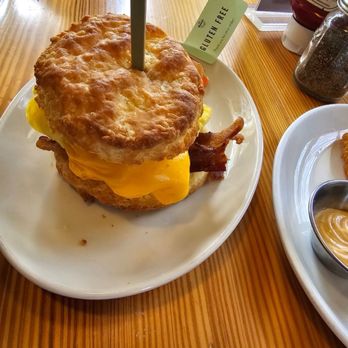 Bomb Biscuit - Bacon egg and cheese with a gluten free biscuit - Breakfast & Brunch Near Me - Atlanta, Georgia