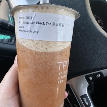 TP Tea - Black tea, no milk, regular ice, 30% sweet with pineapple coconut jelly and aloe. - Bubble Tea Near Me - Cupertino, California TP Tea - Black tea, no milk, regular ice, 30% sweet with pineapple coconut jelly and aloe. - Bubble Tea Near Me - Cupertino, California