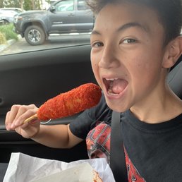 Korean Hot Cheeto Mozzarella Corndog