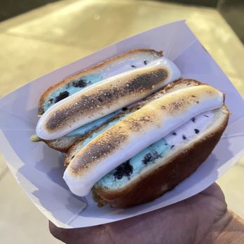 Milkbomb Ice Cream - aqua dreams & chocolate w/ hint of raspberry topped with torched fluff - Ice Cream & Frozen Yogurt Near Me - Berkeley, California