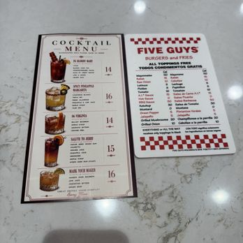 Five Guys - Bar menu side 2 - Hot Dogs Near Me - Las Vegas, Nevada Five Guys - Bar menu side 2 - Hot Dogs Near Me - Las Vegas, Nevada