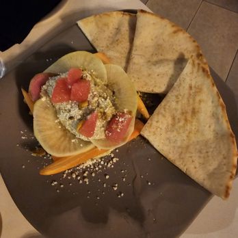 Aura Rooftop - Hummus Avocado dip - Cocktail Bars Near Me - Charlotte, North Carolina
