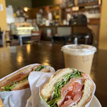 Smokes salmon and iced vanilla latte