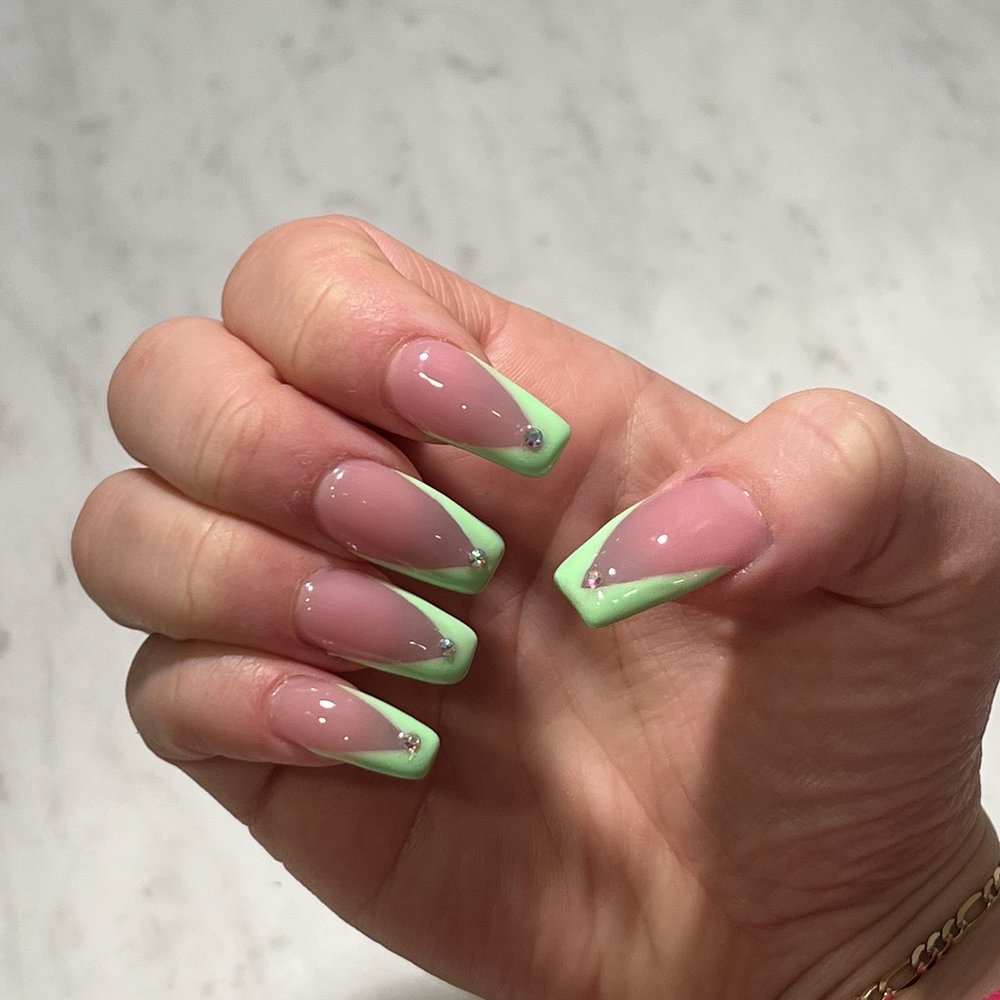 LV Nails & Spa - Acrylic full set with French tip + jewel - Waxing Near Me - Kirkland, Washington LV Nails & Spa - Acrylic full set with French tip + jewel - Waxing Near Me - Kirkland, Washington