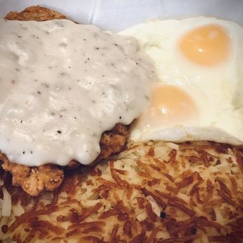 The Cup Cafe - Chicken fried steak with sunny-side eggs and hash browns - Breakfast & Brunch Near Me - Reno, Nevada