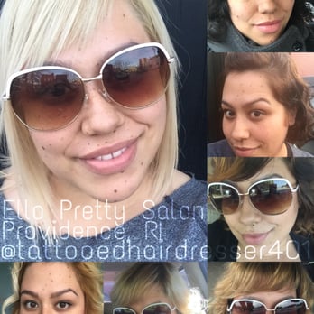 Ello Pretty - Beautiful crystals clear white blonde with hints of platinum & pink. Top Right Photo April '15 - Main Left Photo Dec '15 - Makeup Artists Near Me - Providence, Rhode Island