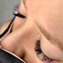 Asheville Lash Company - Color block technique with a few rhinestone lashes