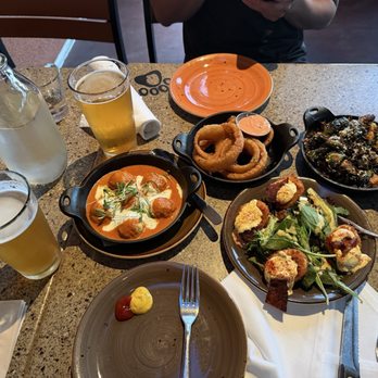 Lazy Dog Restaurant & Bar - Tikka Masala Meatballs, onion rings, Crispy Deviled Eggs, Brussels Sprouts - New American Near Me - Newark, California Lazy Dog Restaurant & Bar - Tikka Masala Meatballs, onion rings, Crispy Deviled Eggs, Brussels Sprouts - New American Near Me - Newark, California