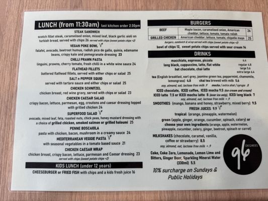 Menu photo 1 96 Degrees Cronulla, NSW